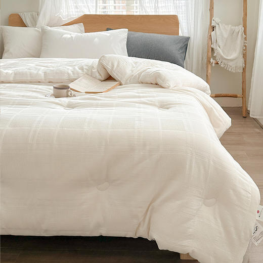 【原棉民宿被子】提花大格大豆被芯白色柔软被子全棉原棉民宿被子学生 商品图6