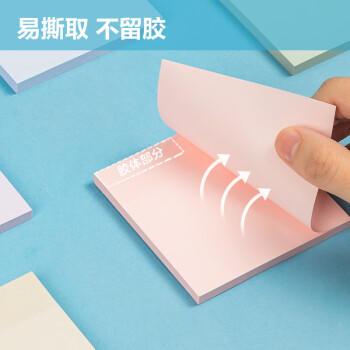 得力（deli）300张5色浅调系列淡彩简约便利贴 76*76mm便签本/记事贴/ 自粘留言本办公用品 BT133 商品图4