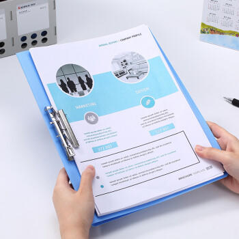 齐心（COMIX）单只A4双强力夹文件夹金属压力夹加厚诗朗诵签约夹板试卷资料夹合同票据收纳办公学习用品EA3002蓝 商品图3