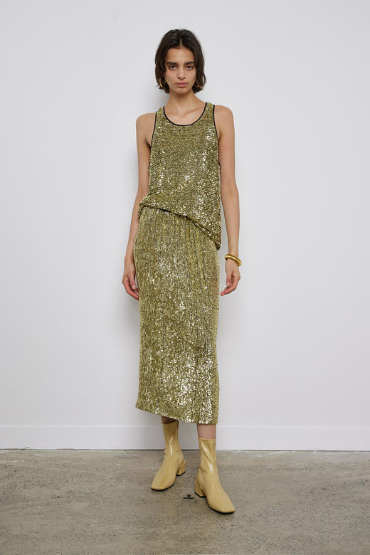 亮片开衩中长半裙 商品图0