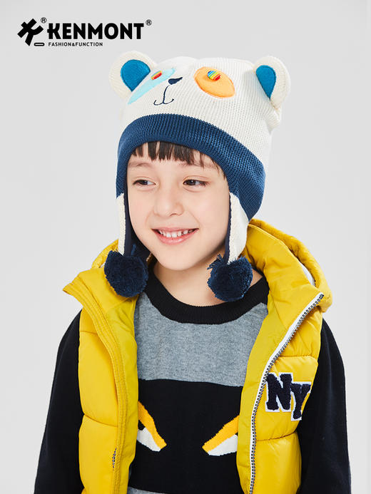 【云优选】卡蒙可爱卡通动物设计儿童毛线帽摇粒绒护耳亲肤保暖针织帽6-9岁 商品图7