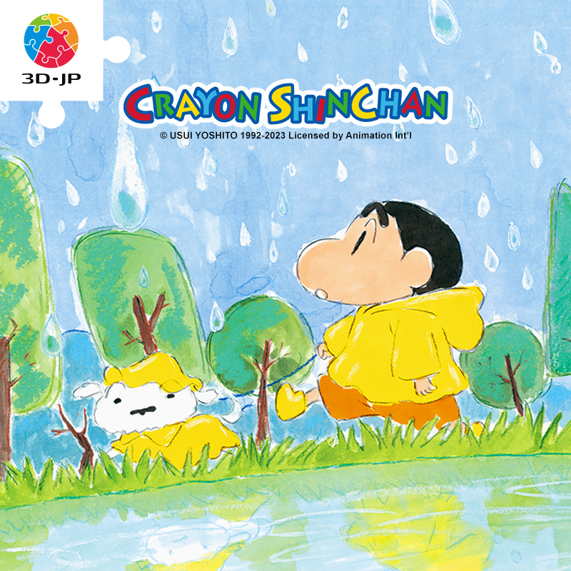 160片 迷你塑料拼图 Q1123 蜡笔小新-雨天的池塘