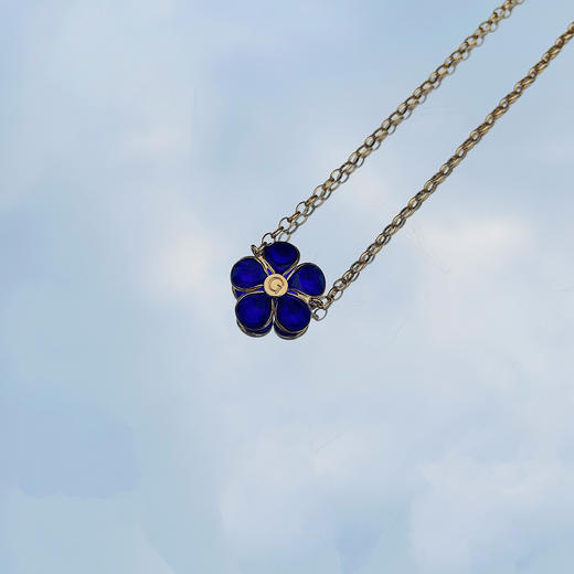 订购6个月到｜Gripoix Paris-Delicate Flower-深蓝色 花朵 项链［法国设计师］ 商品图2