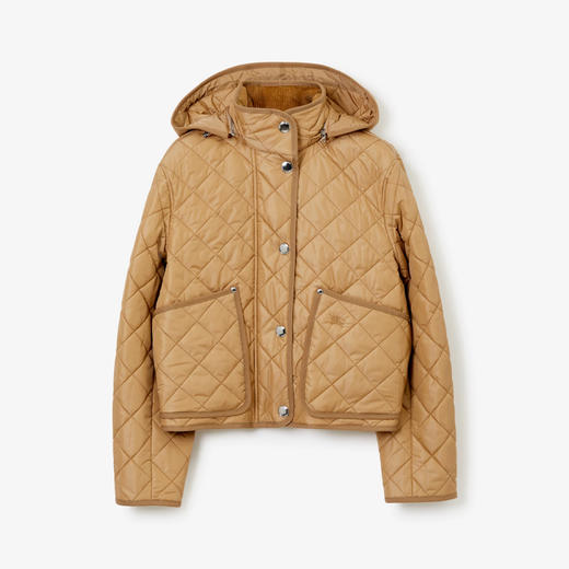 【一】BURBERRY 巴宝莉 女士菱形绗缝尼龙短款外套棉服 米色 8070969 A7026 商品图0