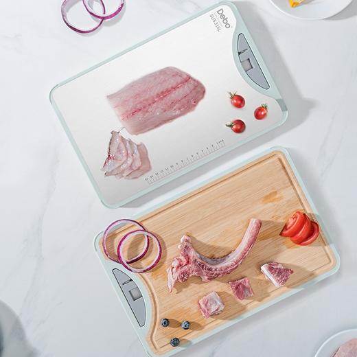 德铂Debo 科特妮双面菜板 DEP-801 316不锈钢+竹木料砧板 商品图5