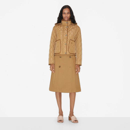 【一】BURBERRY 巴宝莉 女士菱形绗缝尼龙短款外套棉服 米色 8070969 A7026 商品图1