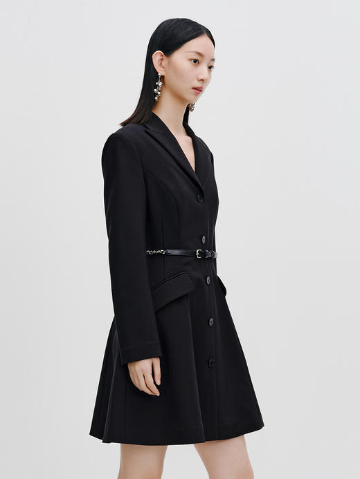 NEELLY纳俪商场同款西装连衣裙女秋新款收腰高级气质感职业小黑裙N23082Y01113 商品图0