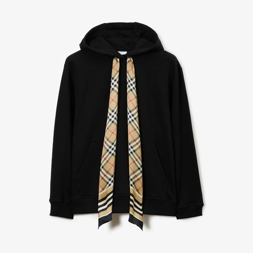 BURBERRY 巴宝莉 女士围巾装饰棉质宽松连帽卫衣 黑色 8066972 A1189 商品图0