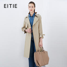 EITIE爱特爱秋季新款经典翻领长款显瘦百搭大气风衣女外套7504208