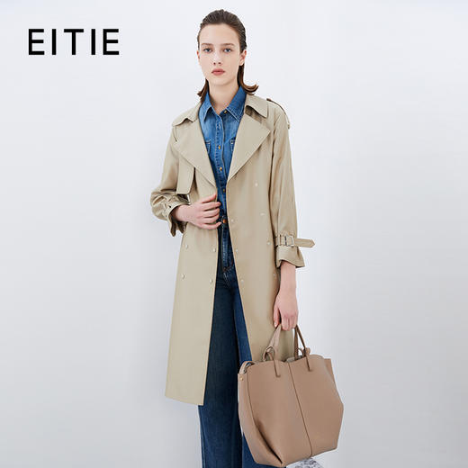 EITIE爱特爱秋季新款经典翻领长款显瘦百搭大气风衣女外套7504208 商品图0
