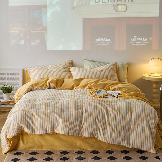 【条纹提花套件】全棉条纹提花四件套床品套件酒店名宿4件套纯棉床单  良品 商品图8