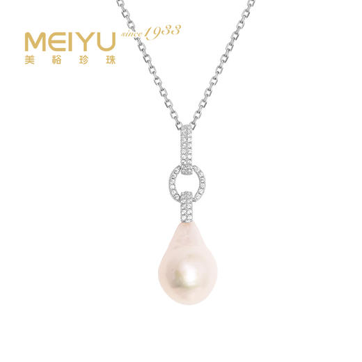 美裕 银925淡水珍珠链牌 12-13mm白，异形 106537 商品图0