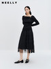 NEELLY纳俪商场同款黑色网纱半身裙2023秋新款遮胯显瘦法式中长裙N23083E01159 商品缩略图2
