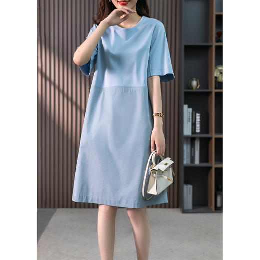 YX【现货7天】时尚拼接连衣裙女中长款2023夏季新款韩版宽松直筒裙显瘦裙子 商品图1