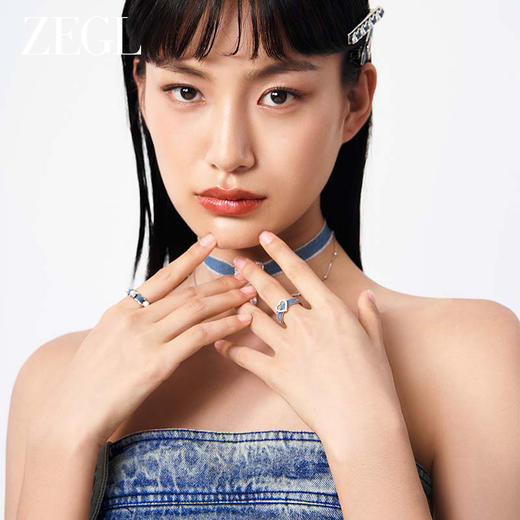 ZEGL设计师丹宁系列牛仔风爱心人造珍珠戒指女小众设计开口食指戒 商品图4