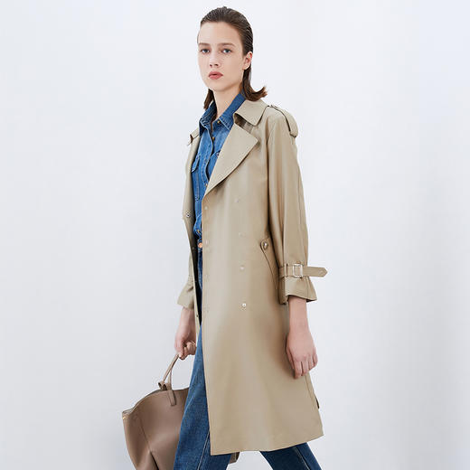 EITIE爱特爱秋季新款经典翻领长款显瘦百搭大气风衣女外套7504208 商品图2