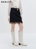 NEELLY纳俪商场同款流苏边半身裙女2023秋新款黑色显瘦流行A字裙N23083E01158 商品缩略图0