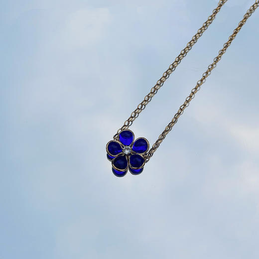 订购6个月到｜Gripoix Paris-Delicate Flower-深蓝色 花朵 项链［法国设计师］ 商品图1