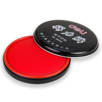 得力(deli)φ89mm金属圆盖财务快干印台印泥 办公用品 红色9859 商品图6