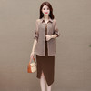 修身时尚，秋款中长款皱褶不规则连衣裙长袖轻薄外搭两件套QYM-AH-23A1884-L 商品缩略图0
