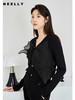 NEELLY纳俪商场同款V领针织衫2023秋 新款黑色蝴蝶结长袖修身上衣N23084A04406 商品缩略图3