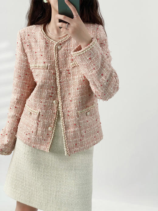 YX【定制10天】设计感小香风羊毛短外套女2023秋季新款韩版通勤百搭气质减龄上衣 商品图4