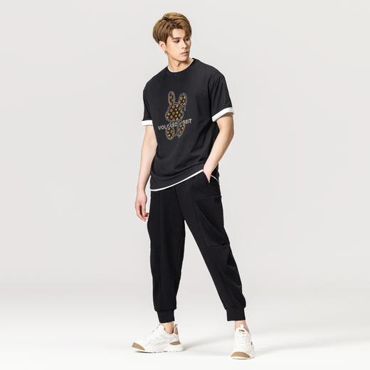 PINLI品立春季新款兔子烫钻短袖T恤纯棉休闲体恤BG231111054 商品图4