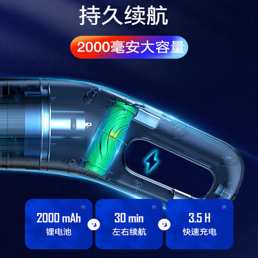【爱车清洁神器 小巧大吸力】车载吸尘器车用无线充电汽车内家用小型专用大功率强力手持大吸力 商品图3