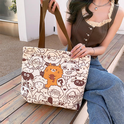 原创萌萌熊帆布包  单肩环保大容量帆布包 商品图1