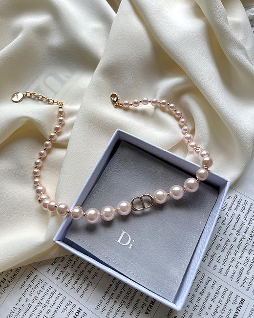 THS 8.12-无 D家 饰品 玫瑰金色CD粉色珍珠 项链 耳环 CU1091 商品图7