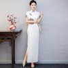 YZR7-12 旗袍改良版2025年新款中国风长款气质白色走秀时尚演出服复古年轻 商品缩略图1