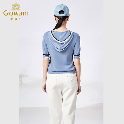 乔万尼夏季针织衫短袖帽衫减龄连帽衫短袖小衫ET2M303 商品图3