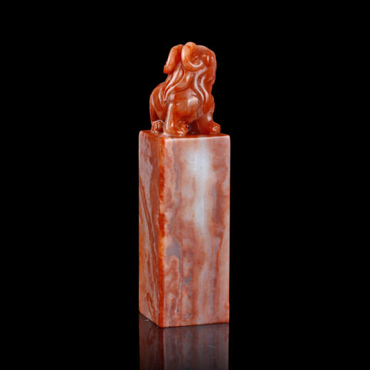 孤品014765:老挝石桃花冻母子貔貅钮方章-2.8*2.8*10.6cm 商品图2
