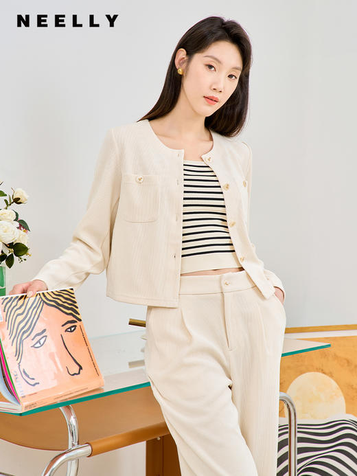 NEELLY纳俪商场同款小香风时尚两件套2023秋新款高级感休闲裤套装N23084Z03303 商品图0