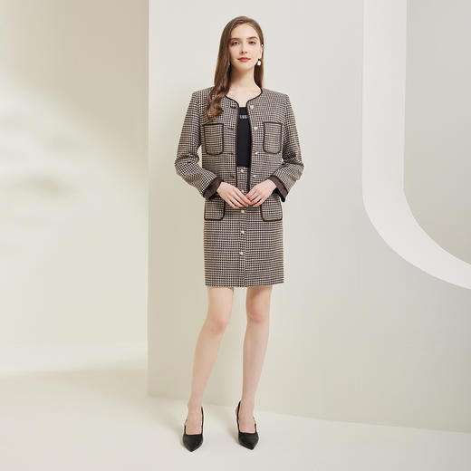 NG103斯尔丽瑟俪2023秋季新款浪漫撞色小香风百搭外套套装 商品图3