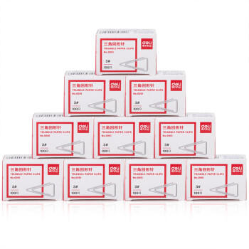 得力（deli）3#镀镍三角回形针 29mm金属曲别针 100枚/盒 10盒装 办公室文具用品 P00051 商品图5