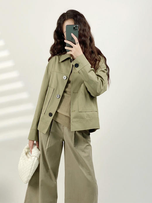 YX【现货7天】简约通勤小众夹克短外套女2023秋季新款设计感气质百搭显瘦上衣 商品图4