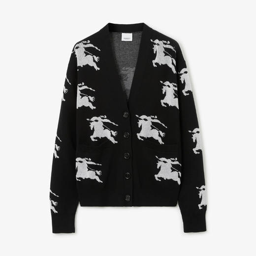 BURBERRY 巴宝莉 女士马术骑士徽标丝棉混纺针织开衫 黑色 8070327 A6590 商品图0