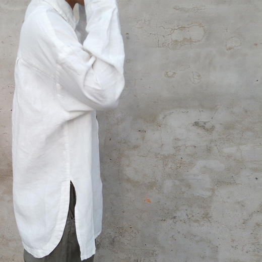 全麻质地，中性款， 极简舒适，经典款白衬衫 商品图2