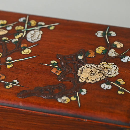 清 黄花梨百宝嵌花卉纹盖盒 商品图2