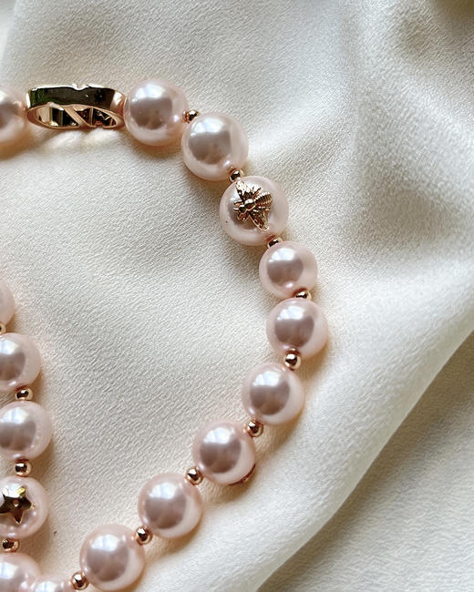 THS 8.12-无 D家 饰品 玫瑰金色CD粉色珍珠 项链 耳环 CU1091 商品图8