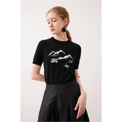 3楼珍贝可机洗桑蚕丝嵌花女短袖 商品图0