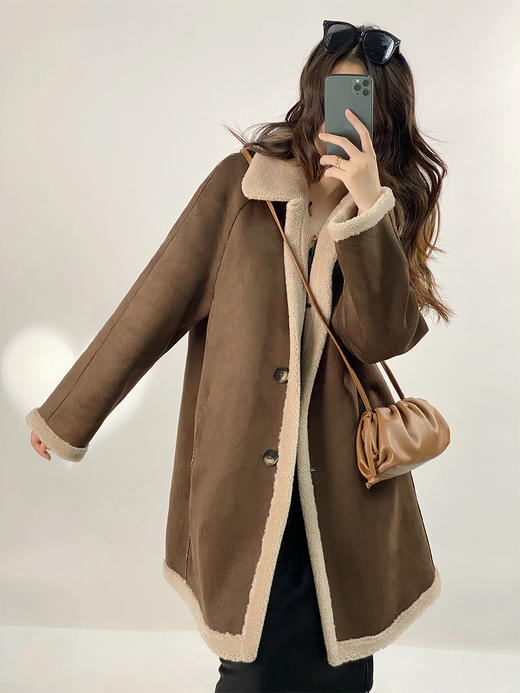 YX【定制17天】两面穿高级感羊毛大衣女2022冬季新款韩版时尚百搭中长款保暖外套 商品图2