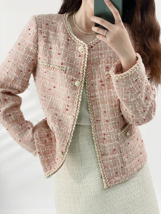 YX【定制10天】设计感小香风羊毛短外套女2023秋季新款韩版通勤百搭气质减龄上衣 商品图1