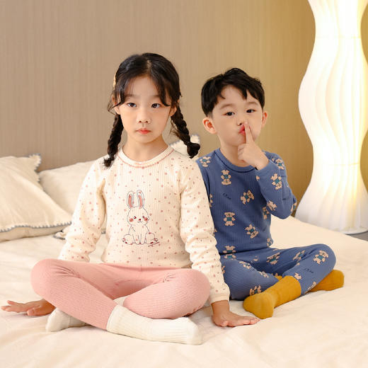 【儿童A类纯棉保暖内衣】秋冬日韩版新款 大中小童男女童家居提花秋衣秋裤 商品图0