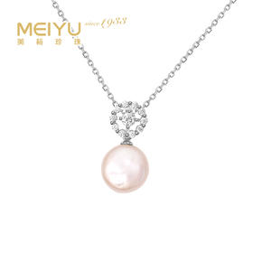 美裕 银925淡水珍珠链牌 13-14mm白，纽扣形，链长47cm（含珍珠）106528