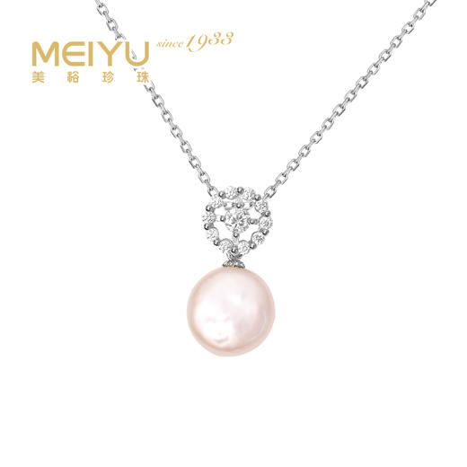 美裕 银925淡水珍珠链牌 13-14mm白，纽扣形，链长47cm（含珍珠）106528 商品图0