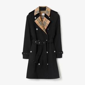 BURBERRY 巴宝莉 女士格纹装饰棉质 Trench 风衣 黑色 8072801 A1189