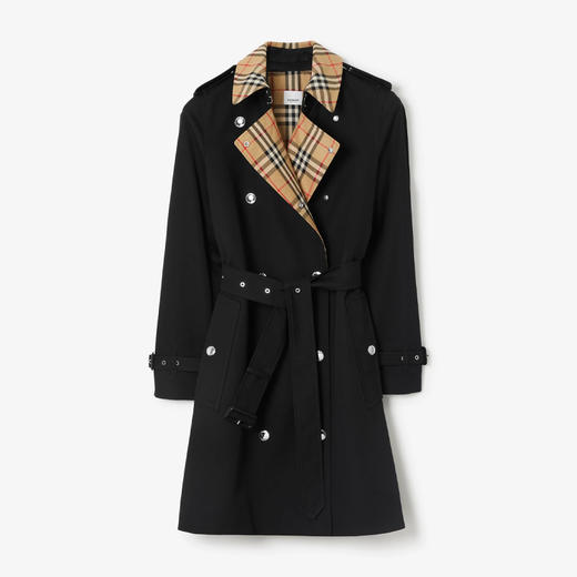 BURBERRY 巴宝莉 女士格纹装饰棉质 Trench 风衣 黑色 8072801 A1189 商品图0
