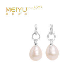 美裕 银925淡水珍珠耳钉 11-12mm白，异形 106538